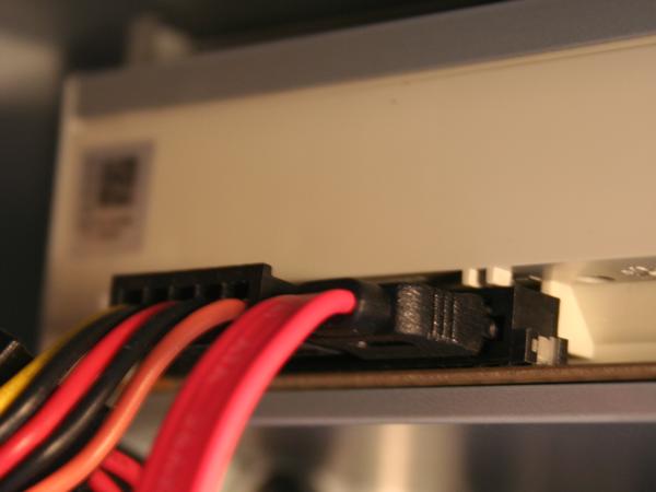 Cable connections to the HDD or optical drive