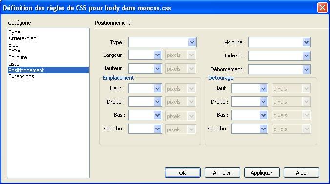 Editeur Positionnement