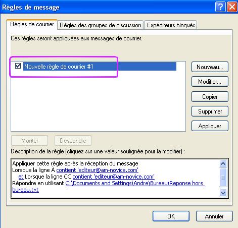 Activer ou desactiver le message reponse automatique