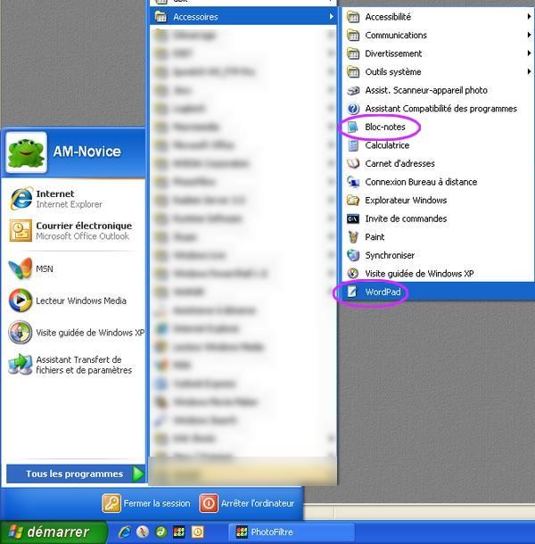 Ouvrir le logiciel WordPad