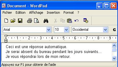 Model de reponse dans WorPad