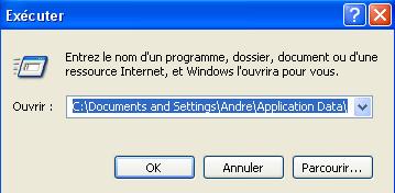 Tapper l'adresse du model outlook dans la fonction executer