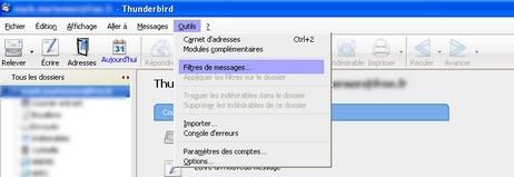 thunderbird filtre message