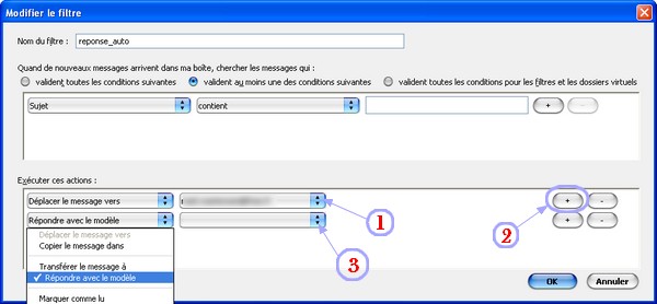 thunderbird parametrage du filtre de messages