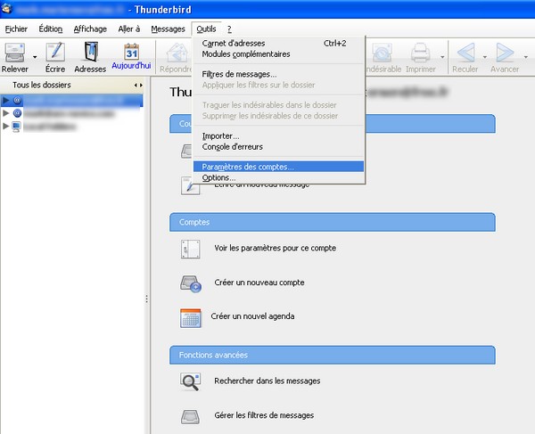 parametrage compte de messageries Thunderbird