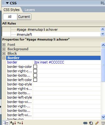 CSS editor tab border adjustment