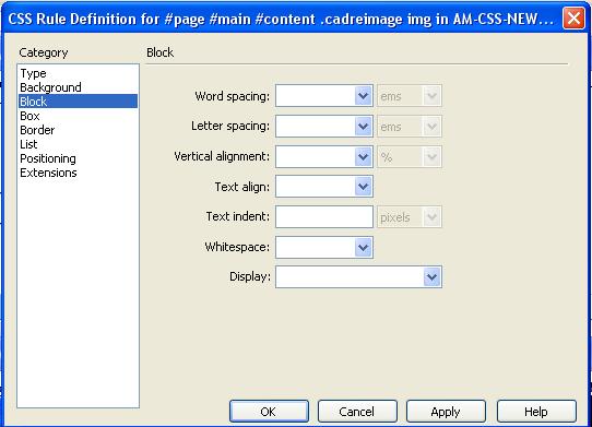 css definition block window