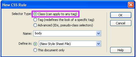 new css class rule window