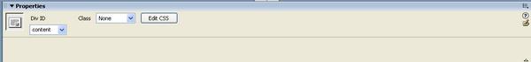 DW8 div tag properties window