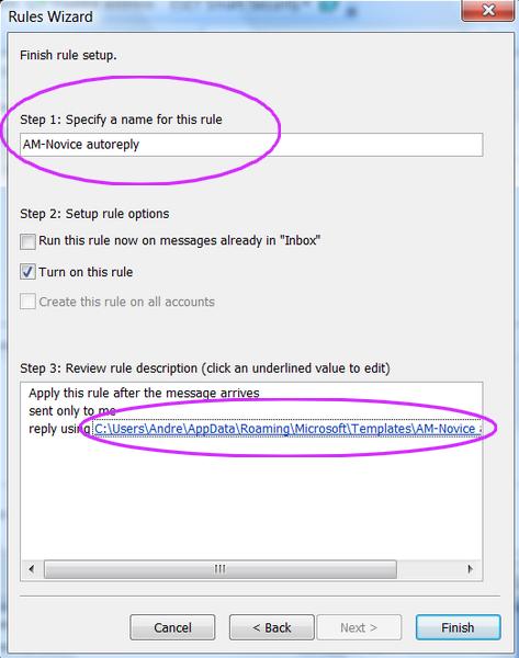 Outlook rules wizard
