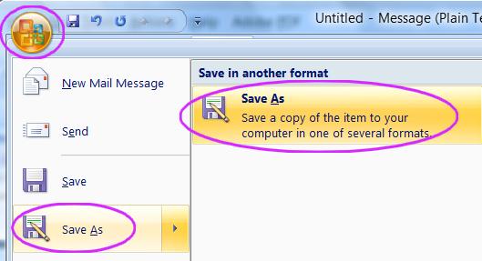 Outlook save as