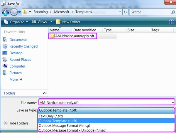 Save Email Outlook Template 2007