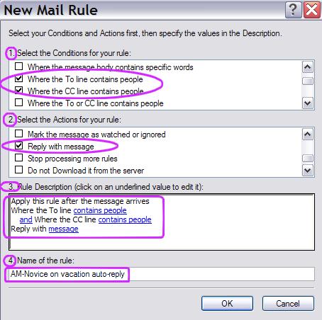 Outlook Express new mail rule