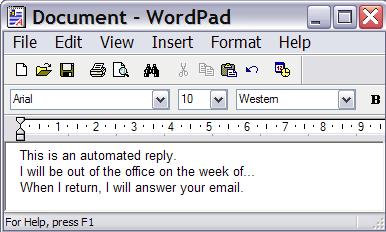 Wordpad reply message