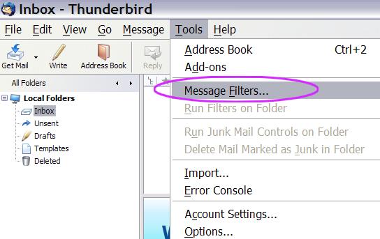 Thunderbird message rules