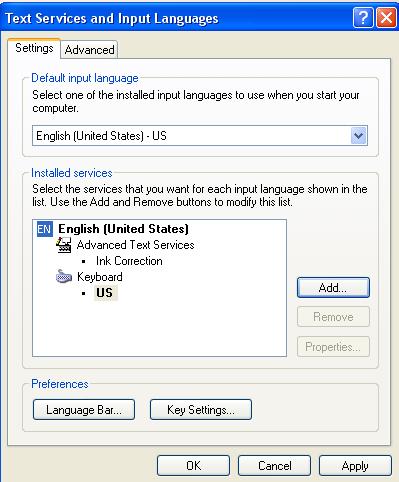 Language input window