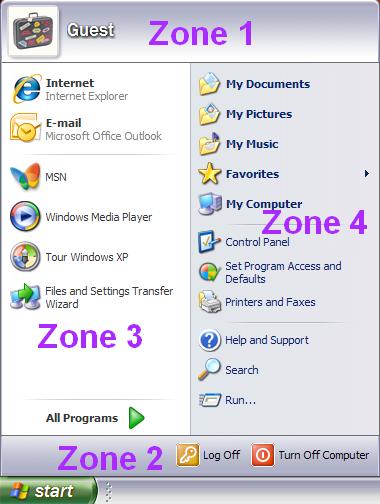 start menu of windows xp